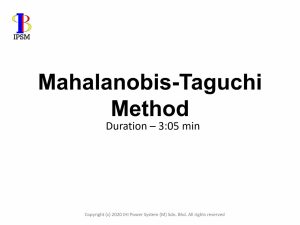 Mahalanobist Taguchi Method